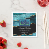 Ihr Logo, Business DIY, Aquamarin Black Gold Agate Serviette (Beispiel)