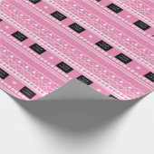 Ihr Logo Business Nordic Christmas Pattern Pink Geschenkpapier (Ecke)