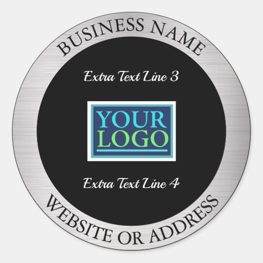 Ihr Logo Business Promo, Info, Silver Metal/Black Runder Aufkleber (Vorderseite)