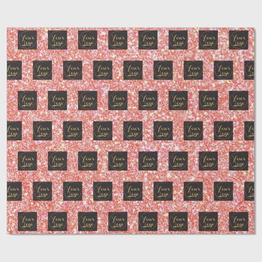 Ihr Logo Company Business Pink Glitzer Promo Geschenkpapier (Flach)