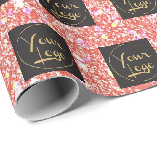 Ihr Logo Company Business Pink Glitzer Promo Geschenkpapier (Rolleneckpunkt)