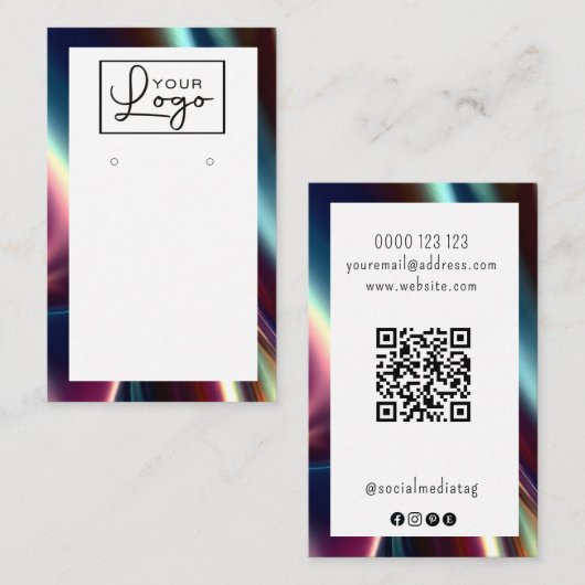 Ihr Logo Dunkler metallischer Shine Erring Card QR Visitenkarte (Vorne/Hinten)