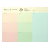 Ihr Logo Einfache Pastellfarben Undatter Wochenpla Notizblock (Vorderseite)