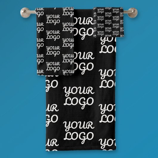 Ihr Logo | Einfaches Muster für wiederholte Logos Badhandtuch Set