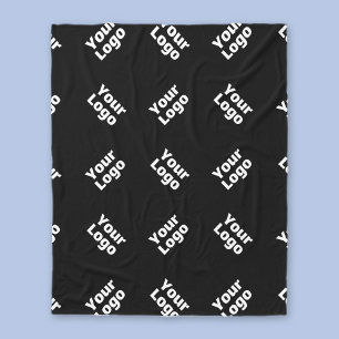 Ihr Logo Einfaches Wiederholungslogo   Schwarz Fleecedecke