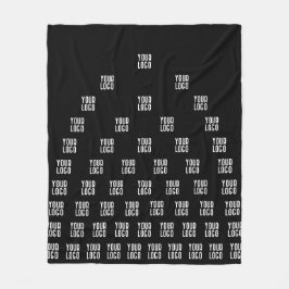 Ihr Logo Einzigartiges Muster | Schwarz (bearbeitb Fleecedecke