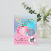 Ihr Logo-Erntedank Pink Pumpkin Feiertagspostkarte (Stehend Vorderseite)