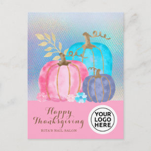 Ihr Logo-Erntedank Pink Pumpkin Feiertagspostkarte