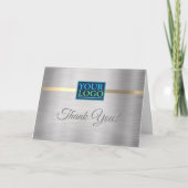 Ihr Logo, Firmenname, gebürstetes Silber und Gold Dankeskarte (Vorderseite)