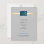 Ihr Logo, Firmenname, Goldrand, hellgrau Dankeskarte (Rückseite)