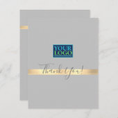 Ihr Logo, Firmenname, Goldrand, hellgrau Dankeskarte (Vorne/Hinten)