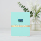 Ihr Logo, Firmenname, Goldrand, Minze Grün Dankeskarte (Stehend Vorderseite)