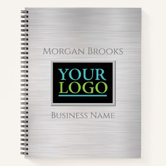 Ihr Logo, Firmenname Stahl und Schwarz Notizblock (Vorderseite)