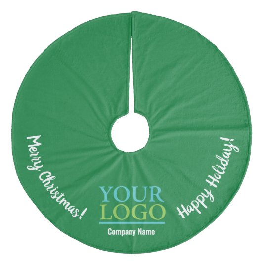 Ihr Logo, Firmenwerbung und Urlaubsmeldung Grün Fleece Weihnachtsbaumdecke (Vorderseite)
