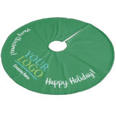 Ihr Logo, Firmenwerbung und Urlaubsmeldung Grün Fleece Weihnachtsbaumdecke (Schrägansicht)