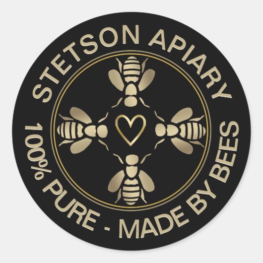 Ihr Logo für Mini-Goldbienen mit Herz Runder Aufkleber (Vorderseite)