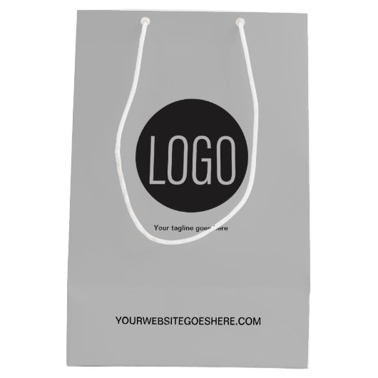 Ihr Logo geht hier, kundenspezifische Mod grau Mittlere Geschenktüte (Rückseite)