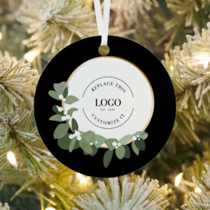 Ihr Logo geht hierher Holiday Modern Wreath Busine Ornament Aus Metall