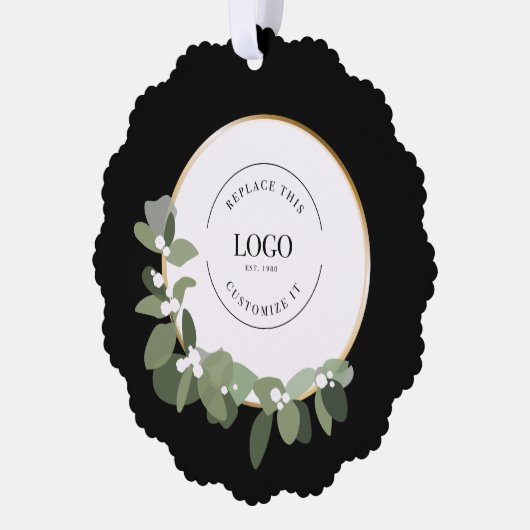 Ihr Logo geht hierher Holiday Modern Wreath Busine Ornament Karte (Links)