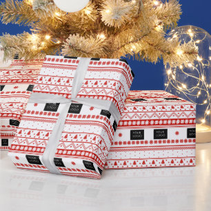 Ihr Logo-Geschäft Normal Weihnachtsrot weiß Geschenkpapier