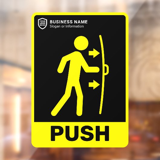 Ihr Logo-Geschäft | Zum Öffnen der Tür drücken Fensteraufkleber (Blatt 2)