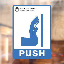 Ihr Logo-Geschäft | Zum Öffnen der Tür drücken Fensteraufkleber