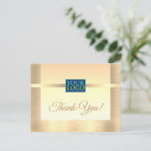 Ihr Logo, Geschäftsname, Botschaft, Gold Vielen Da Postkarte (Stehend Vorderseite)