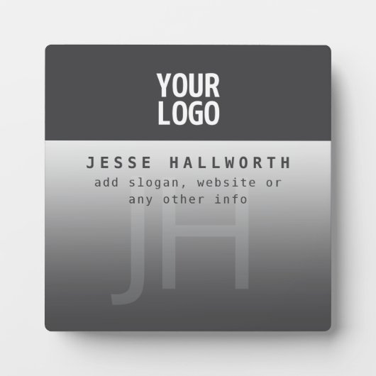 Ihr Logo, Geschäftsname und Monogramm Fotoplatte (Vorderseite)