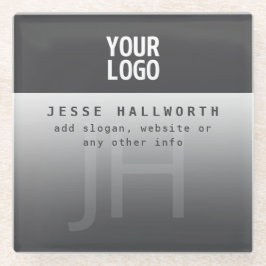 Ihr Logo, Geschäftsname und Monogramm Glasuntersetzer