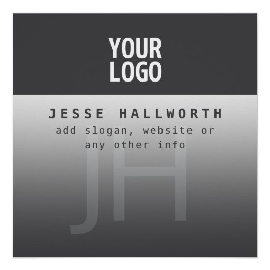 Ihr Logo, Geschäftsname und Monogramm Poster (Vorderseite)