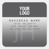 Ihr Logo, Geschäftsname und Monogramm Quadratischer Aufkleber (Vorderseite)