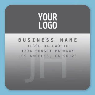 Ihr Logo, Geschäftsname und Monogramm Quadratischer Aufkleber