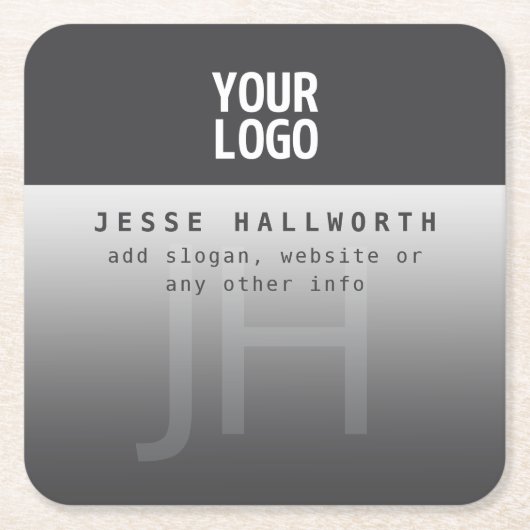 Ihr Logo, Geschäftsname und Monogramm Rechteckiger Pappuntersetzer (Vorderseite)