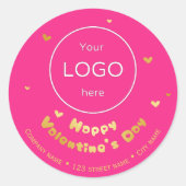 Ihr Logo glücklich Valentinstag Neon-Rosa Sticker (Vorderseite)