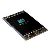 Ihr Logo, Gold-Firmenname, Schwarz/Gold-Marmor Notizblock (Rechte Seite)