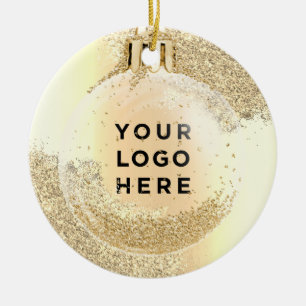 Ihr Logo Gold Glitzer Tropfen Trendy Weihnachtsbal Keramik Ornament