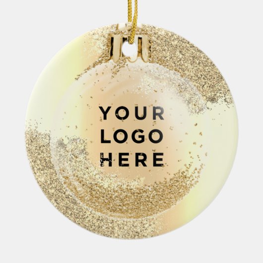 Ihr Logo Gold Glitzer Tropfen Trendy Weihnachtsbal Keramik Ornament (Vorne)