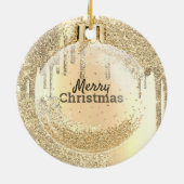 Ihr Logo Gold Glitzer Tropfen Trendy Weihnachtsbal Keramik Ornament (Hinten)