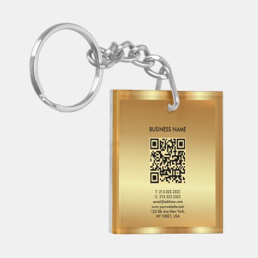 Ihr Logo Gold QR Code auf dem doppelten Platz Schlüsselanhänger (Vorderseite links)