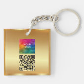 Ihr Logo Gold QR Code auf dem doppelten Platz Schlüsselanhänger (Rückseite)