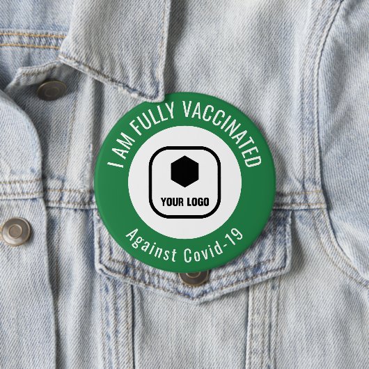 Ihr Logo Grün weiße Mitarbeiter Unternehmen geimpf Button (Beispiel)