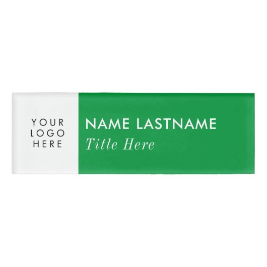 Ihr Logo hellgrün Weiß Moderne Elegant Titel Namenschild (Vorderseite)