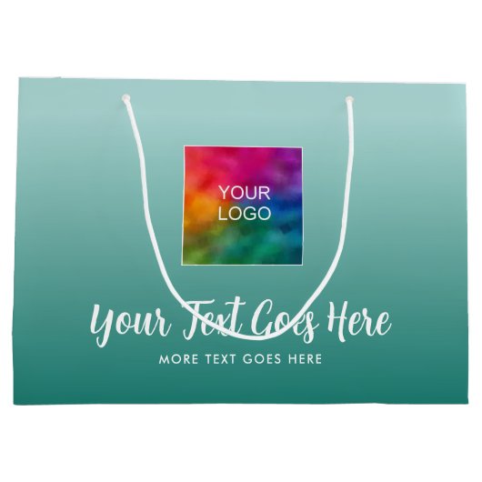 Ihr Logo hier Aquamarin blaue grüne Vorlage Große Geschenktüte (Rückseite)