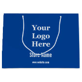 Ihr Logo hier auf blau und weiß Große Geschenktüte (Vorderseite)