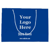 Ihr Logo hier auf blau und weiß Große Geschenktüte (Rückseite)