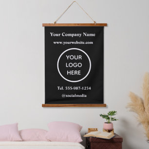 Ihr Logo hier Business Corporate Modern Brand Wandteppich Mit Holzrahmen
