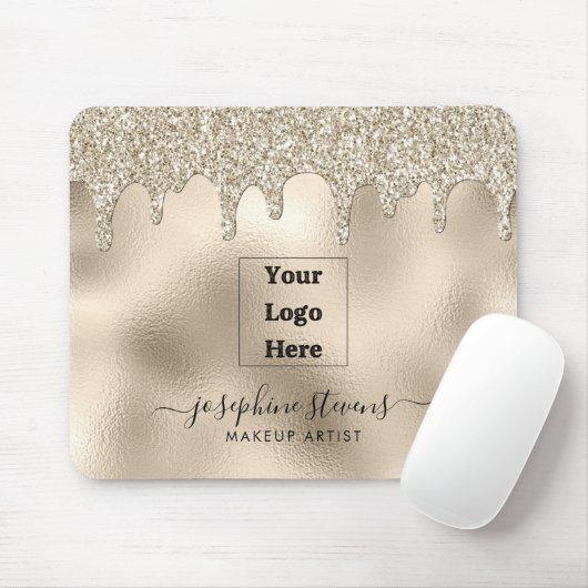 Ihr Logo hier Champagne Foil und Glitzer Tropfen Mousepad (Mit Mouse)