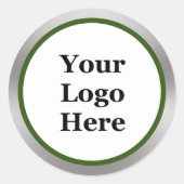 Ihr Logo hier dunkelgrüne, weiße Silbervorlage Runder Aufkleber (Vorderseite)
