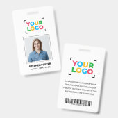 Ihr Logo hier Einfache Mitarbeiter Foto Weiß Ausweis (Vorder- & Rückseite)