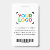 Ihr Logo hier Einfache Mitarbeiter Foto Weiß Ausweis (Rückseite)